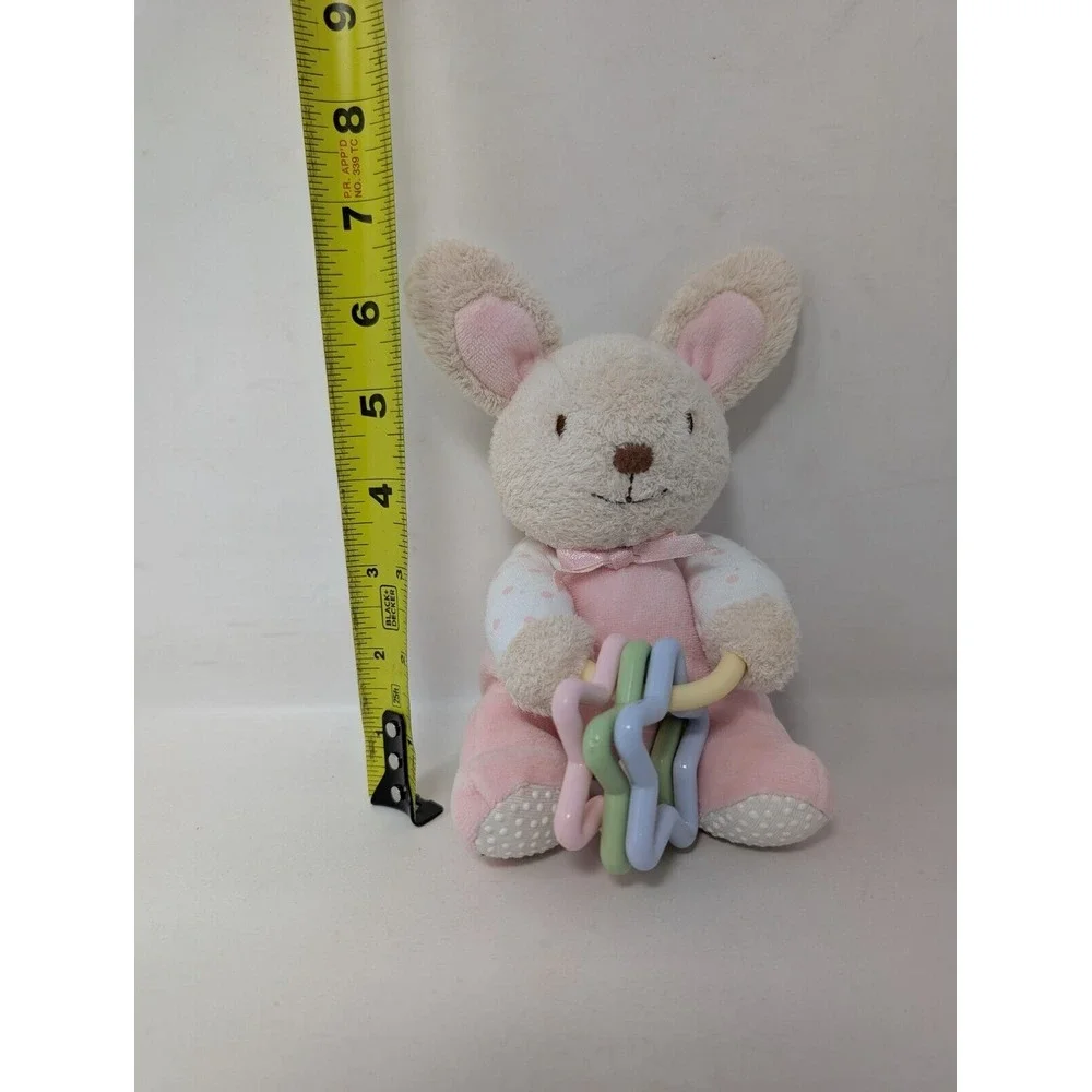 Vintage Carters Prestige White Bunny Rabbit Plush Rattle Stuffed Animal Baby 90s